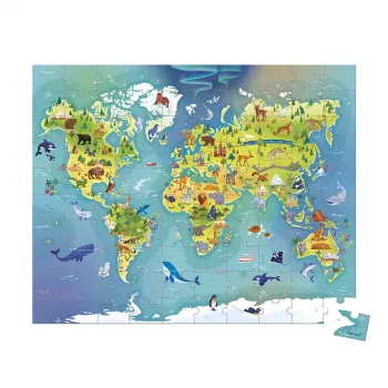 Janod World Map v kovčku 100-delna sestavljanka