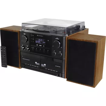 Soundmaster MCD5600BR stereo sistem z gramofonom, DAB+, UKV, Bluetooth, CD, kasetofon, USB, 2 x 5 W, rjava