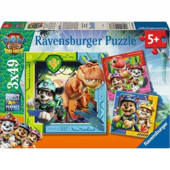 RAVENSBURGER otroška sestavljanka PAW Patrol 3 Dino Movie (3 x 49 kosov)