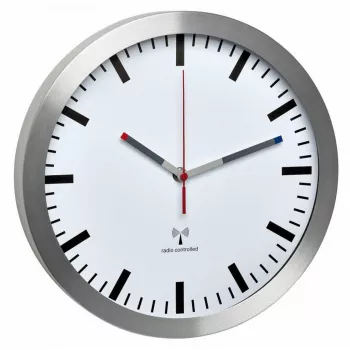 TFA 60.3528.02 radioodvisna stenska ura aluminij 300 mm x 45 mm neslišen sekundni kazalec