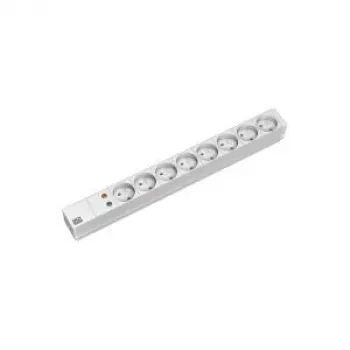 Bachmann 333.4061 standardna 1U PDU z 8 vtičnicami Schuko, 2m kabel, zaščita pred prenapetostjo, siva