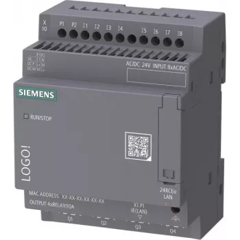 Siemens LOGO! 24 RCEo 6ED1052-2HB08-0BA3 logični modul, 24V AC/DC, 8 DI/4 AI/4 DQ rele, brez zaslona, Ethernet