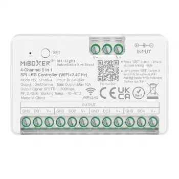 MIBOXER SPIW5-4 Pixel LED krmilnik serije SPI 5 v 1 SPI (2,4 GHz+Wi-Fi) 4 kanali