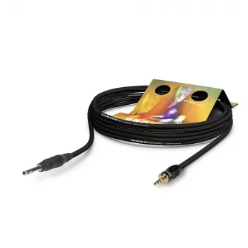 Sommer Cable Club Series MKII patch/insert kabel, 2 x 0,34 mm², 6,3-mm stereo vtič na 3,5-mm stereo mini vtič, HICON, črn, 0,25 m (CS63-0025-SW)