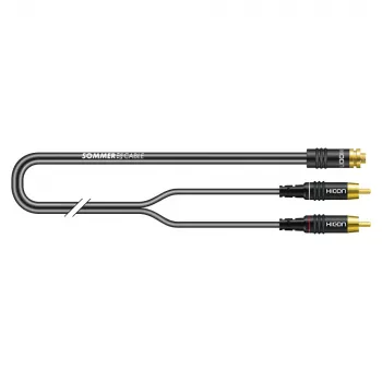 Sommer Cable SC-Onyx 2008 avdio adapter kabel, 2 x 1 x 0,08 mm², 2x cinch vtič na 3,5-mm stereo mini vtičnico, HICON, črn, 5 m (O84W-0500-SW)