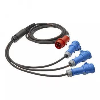 Sommer Cable Titanex napajalni razdelilni kabel, CEE vtič 16A 5-pol. na 3x CEE vtičnico 16A 3-pol., H07RN-F 5 x 2,5 mm², MENNEKES, črn, 5 m (GSH4-525H0500)