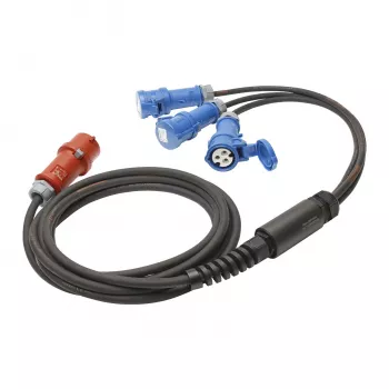 Sommer Cable Titanex napajalni razdelilni kabel, CEE vtič 16A 5-pol. na 3x CEE vtičnico 16A 3-pol., H07RN-F 5 x 2,5 mm², MENNEKES, črn, 5 m (GSH4-525H0500)