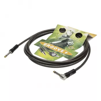 Sommer Cable SC-Spirit XXL inštrumentalni kabel, 1 x 0,75 mm², 6,3-mm mono vtič na 6,3-mm mono vtič 90° (NOISEFREE), HICON, črno-prozoren, 3 m (SX3C-0300)