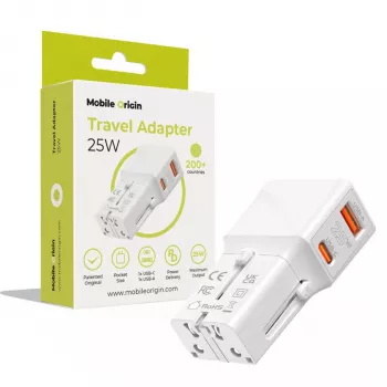 Mobile Origin potovalni adapter 25W EU/US/UK/AU, bel