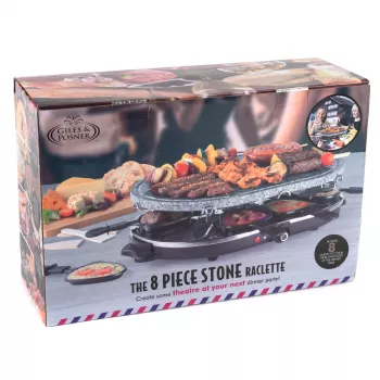 Namizni raclette žar s kamnom Giles & Posner EK1872GV2VDE, 1200W, za 8 oseb, črno-siv