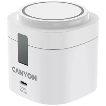 Canyon 4-v-1 brezžično polnilno stojalo, 30W max, velikost: 70x70x70,3mm, teža: 414g, s kablom 1M, bel