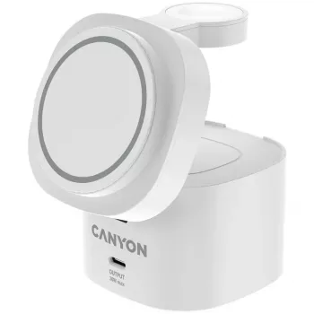 Canyon 4-v-1 brezžično polnilno stojalo, 30W max, velikost: 70x70x70,3mm, teža: 414g, s kablom 1M, bel