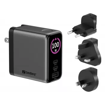 SANDBERG potovalni polnilnik PD100W z zaslonom