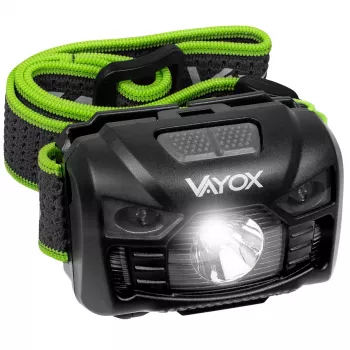 VAYOX VA0020 akumulatorska čelna svetilka, 170 lm, senzor gibanja, 1200 mAh, USB-C, IP66, črna