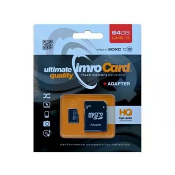 Imro microSDXC 64GB pomnilniška kartica + SD-adapter UHS-I U3 V30
