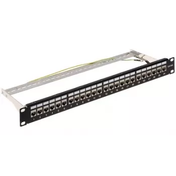 DELTA ENERGY SYSTEMS (SWITZERLAND) AG patch panel Keystone PP-24/RJ-FX/6AC2 – 24-portni Cat.6A FTP 1U črn