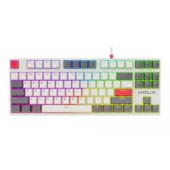 KRUX ATAX PRO RGB Creator Retro Gateron Yellow Pro mehanska tipkovnica (TKL, 87 tipk, hot-swappable, USB-C, PBT Double-Shot keycaps, Per-Key RGB)