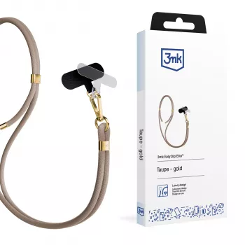 3mk EasyClip Elite ovratni trak za telefon, najlon/cinkova zlitina, taupe (zlata)