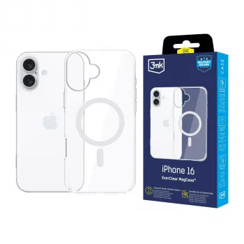3MK EverClear MagCase zadnji ovitek za Apple iPhone 16 - kristalno prozoren