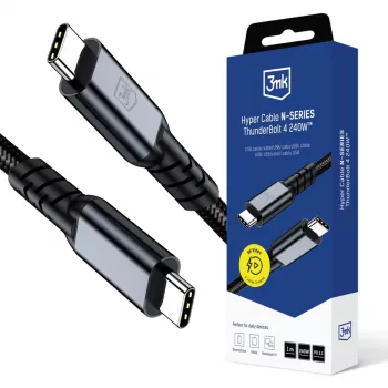 3mk Hyper N-SERIES kabel Thunderbolt 4 240W 40Gb/s 8K60Hz 48V/5A, črn, 1m