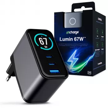 3mk InCharge Lumin 67W QC4+ zaslon črno/siva