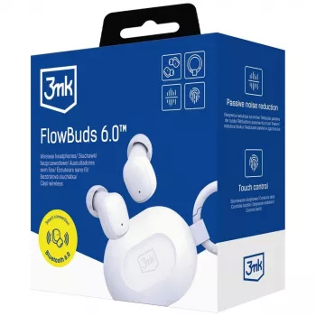 3MK FlowBuds 6.0 True Wireless Stereo Bluetooth 5.3 ušesne slušalke bele