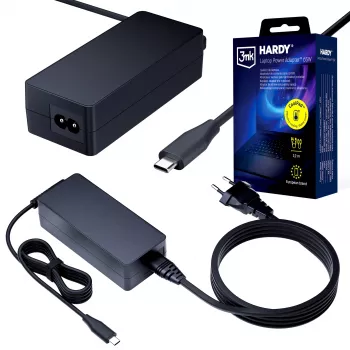 3MK HARDY napajalnik za prenosnik 65W USB-C 3,2m črn