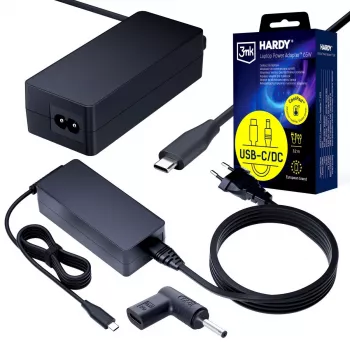3MK PROTECTION 3mk HARDY napajalnik za prenosnik 65W za Acer/Asus/Samsung/Liteon 20V USB-C/DC 3,0x1,0mm