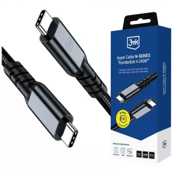 3MK PROTECTION Hyper Cable N-SERIES Thunderbolt 4, 2m, 48V/5A, 40Gb/s, 240W, 8K60Hz, črn