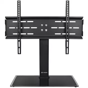 MOZOS TS1 univerzalno stojalo za TV 32 inch-65 inch, podnožje iz kaljenega stekla, jekleni steber, črno, nastavljiva višina, VESA do 600x400, maks. 40 kg