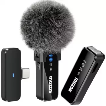 MOZOS MX2-DUAL brezžični komplet lavalier mikrofonov za pametne telefone, 2 mikrofona, 2,4 GHz, USB-C
