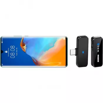 MOZOS MX2-DUAL brezžični komplet lavalier mikrofonov za pametne telefone, 2 mikrofona, 2,4 GHz, USB-C
