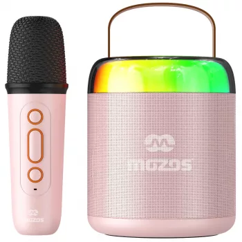 MOZOS MK rožnat karaoke mikrofon z zvočnikom Bluetooth