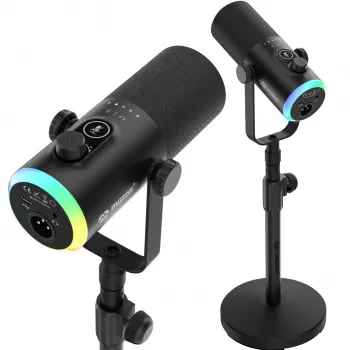 Mozos GM-ONE USB XLR RGB LED mikrofon, črn
