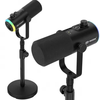 Mozos GM-ONE USB XLR RGB LED mikrofon, črn