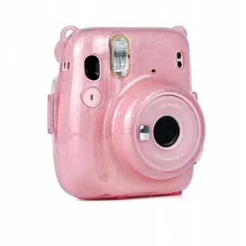 LOVEINSTANT zaščitni ovitek za Fujifilm Instax Mini 11 – prosojno roza s bleščicami