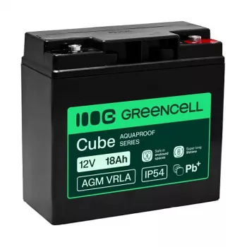 Greencell AGM VRLA 12V 18Ah vzdrževalno prosta baterija za blagajne, igrače, fotoaparate (181x77x167mm)