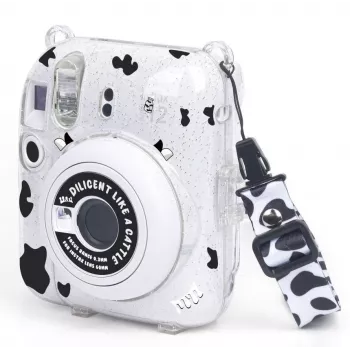 LOVEINSTANT ovitek za Fujifilm Instax Mini 12 - kravja koža s bleščicami, z nalepkami in torbico za fotografije