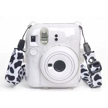 LOVEINSTANT ovitek za Fujifilm Instax Mini 12 - kravja koža s bleščicami, z nalepkami in torbico za fotografije
