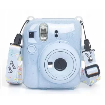 LOVEINSTANT zaščitni ovitek za Fujifilm Instax Mini 12 - Escape From Earth, modre bleščice z nalepkami in torbico za fotografije