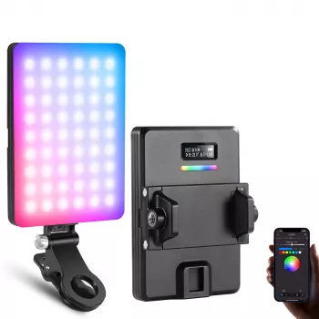 NEEWER VL67C RGB LED video luč 5W s sponko za telefon in upravljanjem prek aplikacije Bluetooth