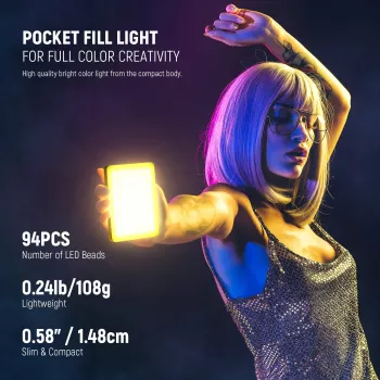 NEEWER VL67C RGB LED video luč 5W s sponko za telefon in upravljanjem prek aplikacije Bluetooth