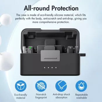 PULUZ silikonski zaščitni ovitek za ohišje za polnjenje DJI Mic Mini – črn