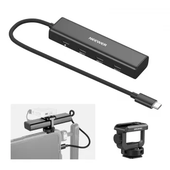 NEEWER PS020E USB-C zvezdišče 4-v-1 s 5x USB-C 10Gbps 100W PD, držalom za hladno čevljo in 1/4 inch navojem
