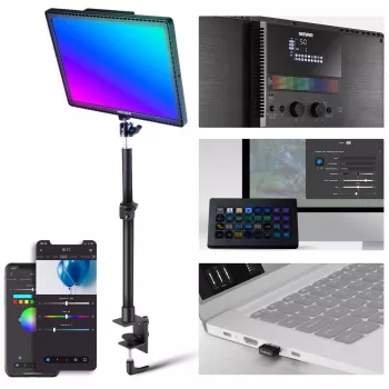 NEEWER GL1C RGB LED video luč panel 48W z nastavljivim stojalom za luč, CRI≥97, 2,4G daljinski upravljalnik in upravljanje z aplikacijo za pretakanje in igranje