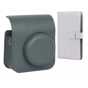 LOVEINSTANT komplet torbice za fotoaparat in fotoalbuma za Fujifilm Instax Mini 41, siva, za 96 fotografij