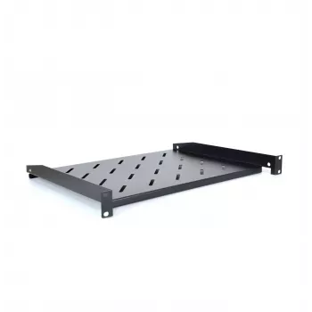 RACKTEL RL-PD600S 1U 19-palčna sprednja montažna rack polica, globina 600 mm, nosilnost 20 kg, črna (RAL 9005)
