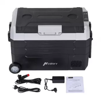 HCALORY D55M+ hladilnik za avto z Bluetooth, 55L, kompresor, -20°C do +20°C, DC 12V/24V, AC 100-240V, črn