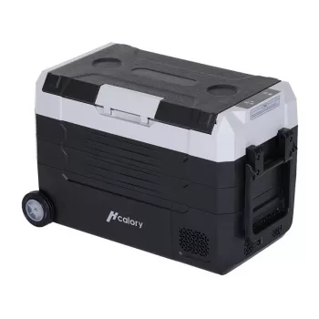 HCALORY D55M+ hladilnik za avto z Bluetooth, 55L, kompresor, -20°C do +20°C, DC 12V/24V, AC 100-240V, črn