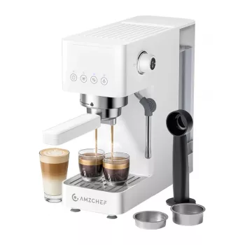 AMZCHEF CE-EM3131-WT batni kavni aparat (bel) - 20 barov espresso aparat s parno šobo